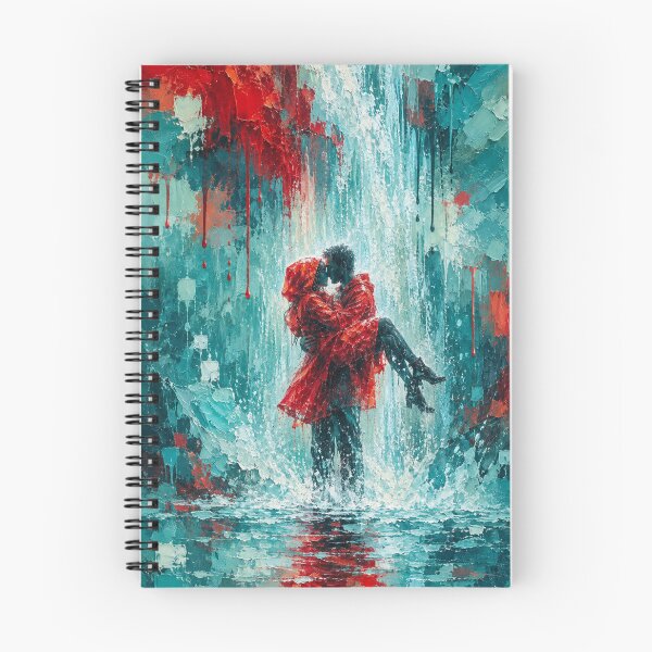 Item preview, Crimson Cascade - Romantic Waterfall Painting Teal and Red designed and sold by Joey Santiago.