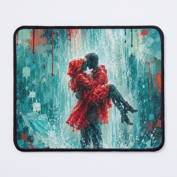 Item preview, Crimson Cascade - Romantic Waterfall Painting Teal and Red designed and sold by Joey Santiago.