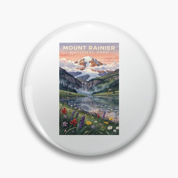 Artikelvorschau, Mount Rainier Nationalpark, Washington – Vintage-Aquarell-Reise entworfen und verkauft von Teelogic.
