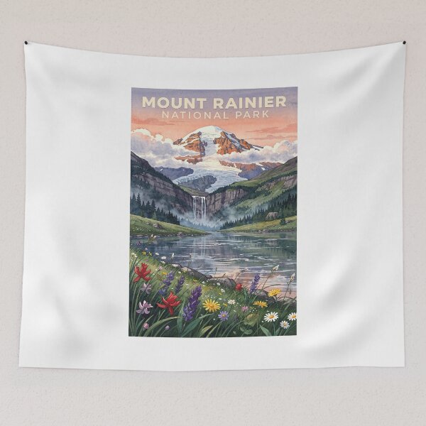 Item preview, Mount Rainier National Park Washington Vintage Watercolor Travel designed and sold by Teelogic.
