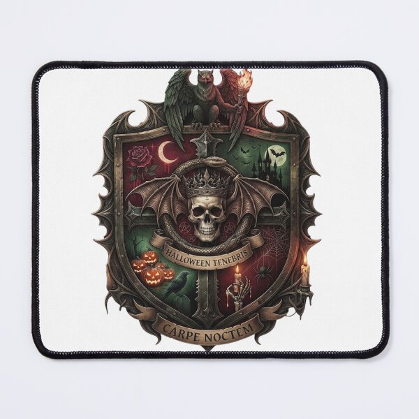 Item preview, Carpe Noctem Gothic Skull Bat Crest Halloween Decor designed and sold by NikmaArt.