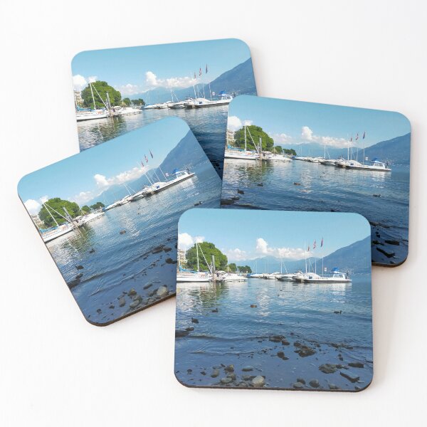 Item preview, Distorted Lake with Boats - Colorful Glitch Clouds and Water Landscape designed and sold by SMARRIMENTO BLU.