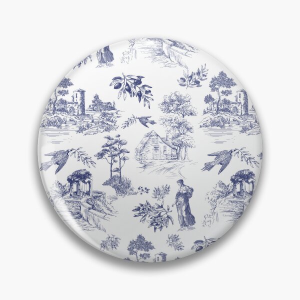 Item preview, Vintage Blue French Toile de Jouy Seamless Pattern designed and sold by Qualali Studio.