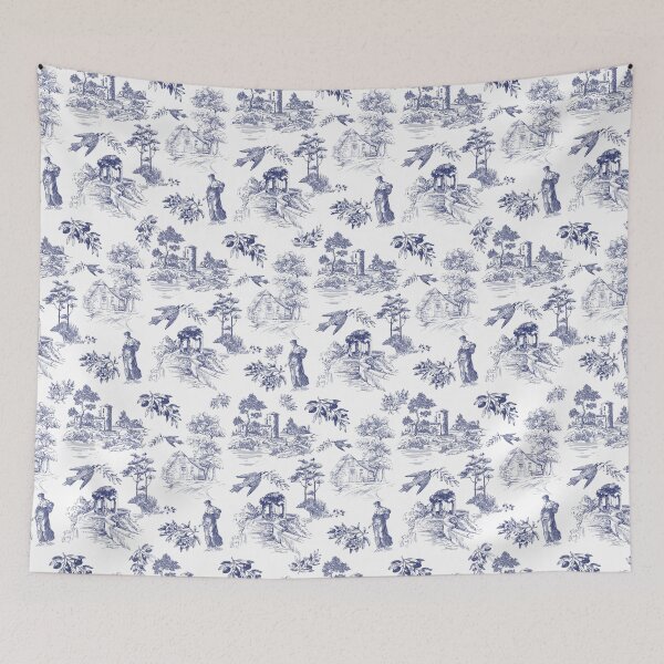 Item preview, Vintage Blue French Toile de Jouy Seamless Pattern designed and sold by Qualali Studio.