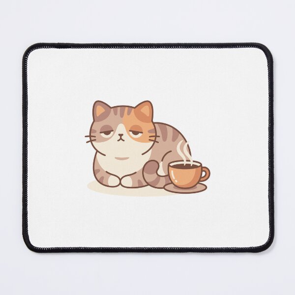 Item preview, Sleepy Tired Cat Next to Hot Coffee designed and sold by stickerbundle.