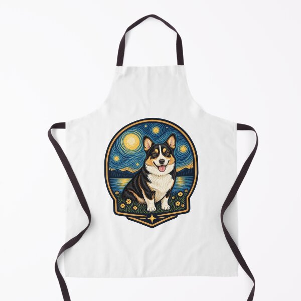Item preview, Tri-Color Corgi Illustration with Night Sky Background designed and sold by Piiouf.