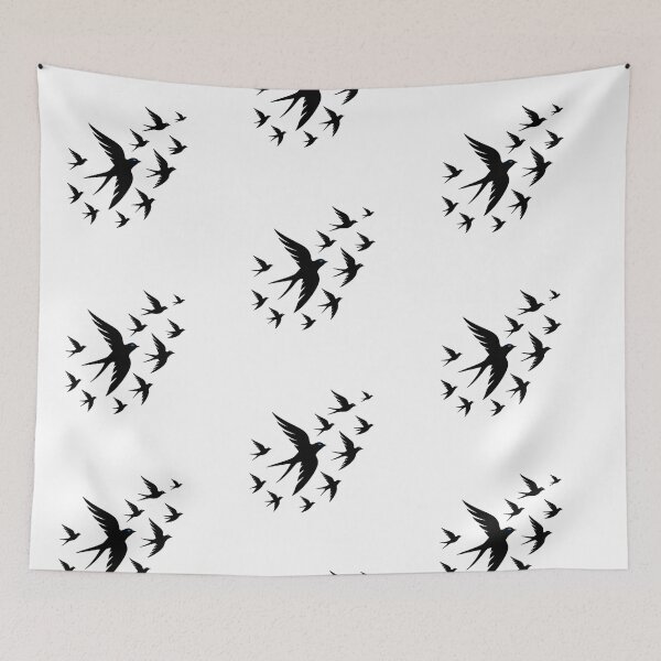 Item preview, BLUE EYE Swallows Tee | Minimalist Bird Graphic T-Shirt | Freedom Oversized Shirt | Black Swallows Streetwear designed and sold by Giobb-Artwork.