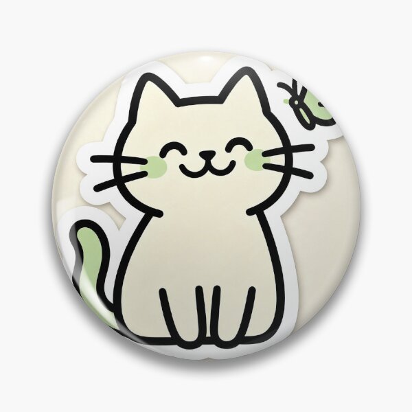Item preview, Green tea cat and butterfly designed and sold by pin-upgirls9.