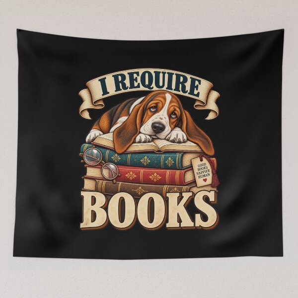Item preview, I Require Books Basset Hound Reading Book Lover Dog Design designed and sold by Trendably.