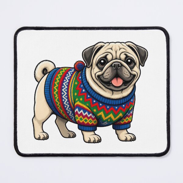 Item preview, Cute Pug In a Colorful Holiday Sweater designed and sold by susiecc.