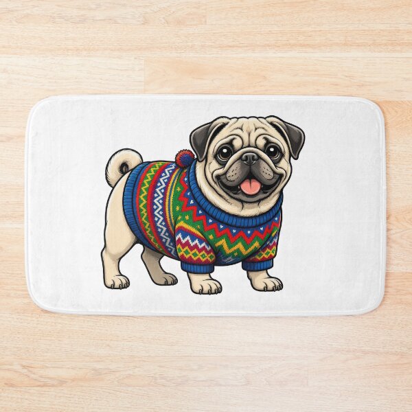 Item preview, Cute Pug In a Colorful Holiday Sweater designed and sold by susiecc.