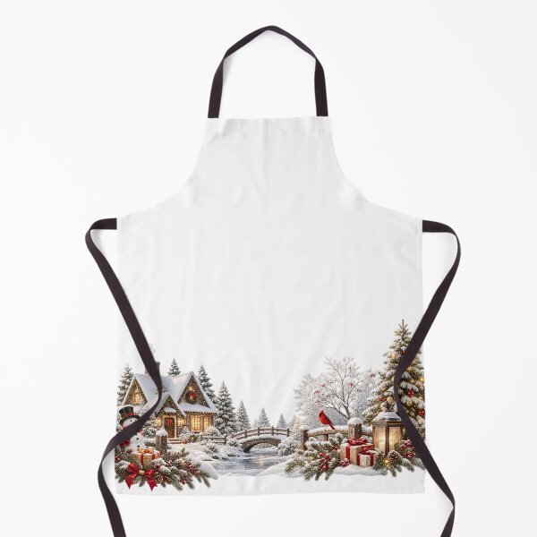 Item preview, White Christmas Winter Village Snowy Cottage Scene designed and sold by tw2us.