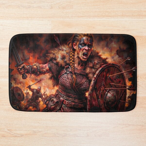 Item preview, Epic Viking Shieldmaiden in Combat – Historical Fantasy Action Art designed and sold by VALKYRAART53.