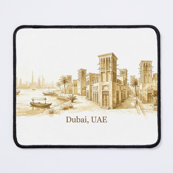 Item preview, Dubai UAE Watercolor – Old Dubai Creek Travel Art designed and sold by Arabic-Souvenir.