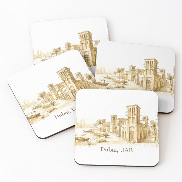 Item preview, Dubai UAE Watercolor – Old Dubai Creek Travel Art designed and sold by Arabic-Souvenir.
