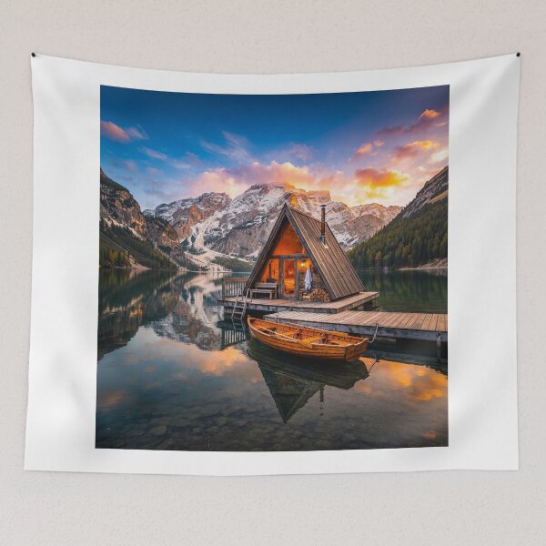 Item preview, A Frame Sauna Set On Floating Mountain Lake designed and sold by Home Decor Art.