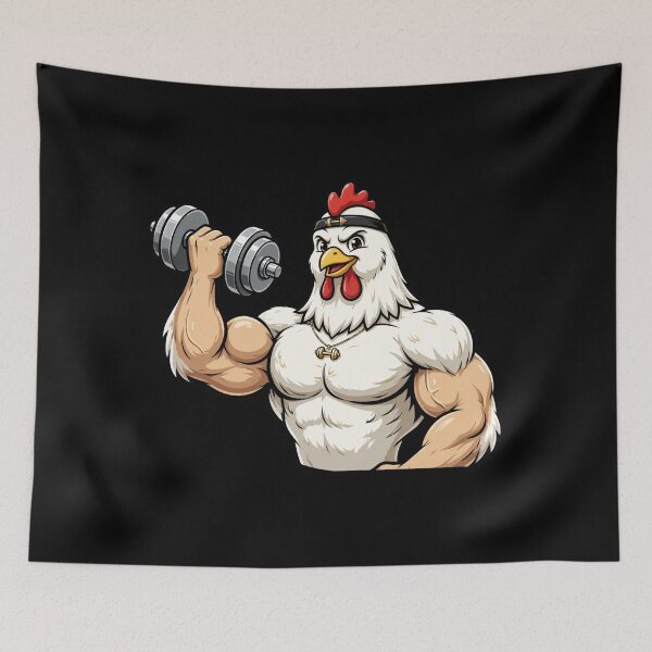 Item preview, Buff Chicken Gym Funny Bodybuilder Chicken Lifting Weights designed and sold by StrongEveryDayStore.