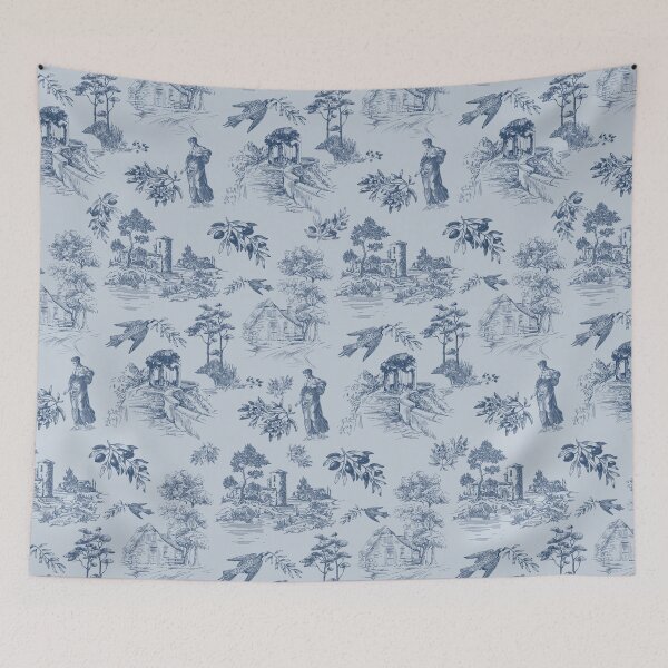Item preview, Vintage Blue French Toile de Jouy Seamless Pattern designed and sold by Qualali Studio.