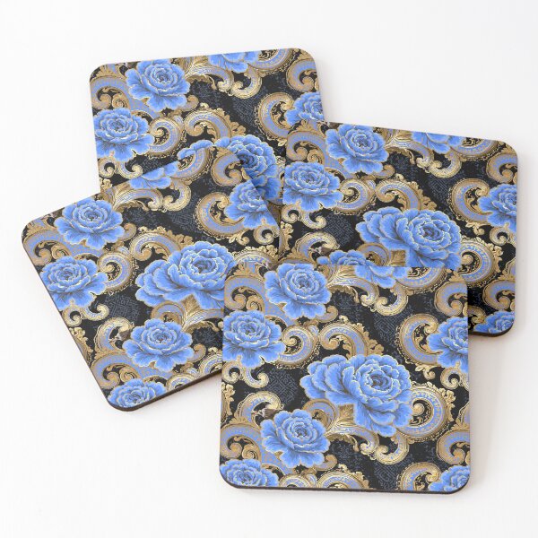 Item preview, Gold and Blue Carnations Pattern designed and sold by JaimeLikes.