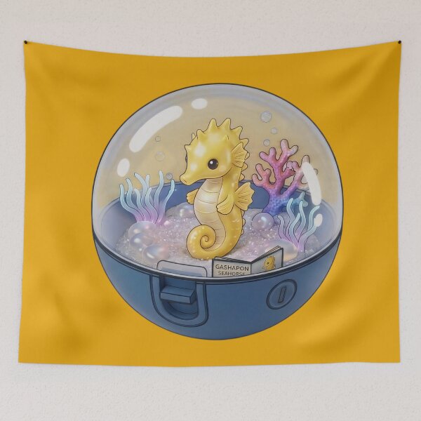 Item preview, Cute Seahorse in an Underwater Coral in a Capsule Kawaii Japanese Capsule Art-#serie2 designed and sold by JeanChiale.
