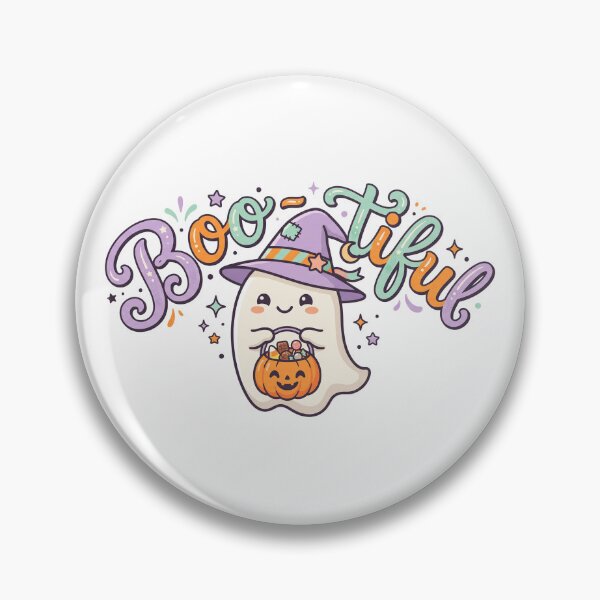 Item preview, Cute Halloween Ghost Pastel Witch Hat Boo-tiful Artwork designed and sold by CreativeCrest.