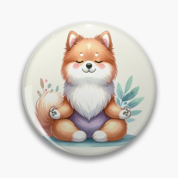 Item preview, Relaxed yoga Akita dog in watercolors designed and sold by LiskoDesign.