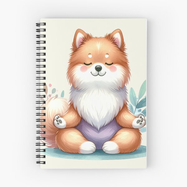 Item preview, Relaxed yoga Akita dog in watercolors designed and sold by LiskoDesign.
