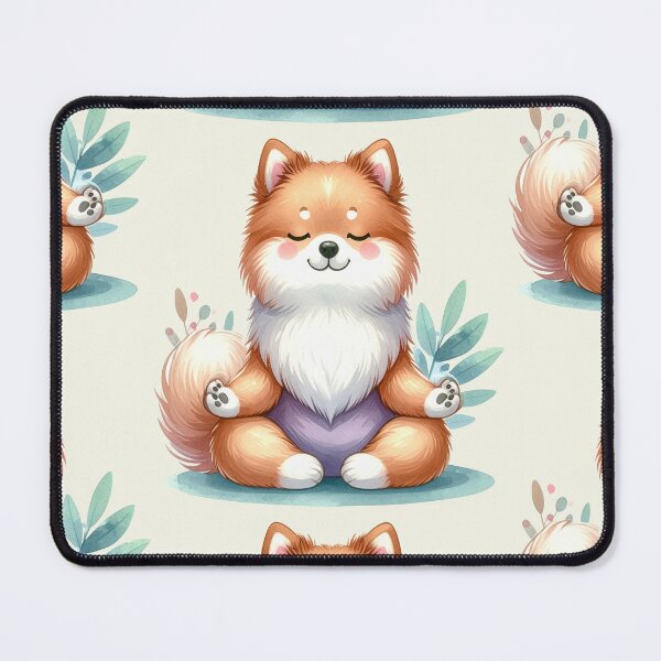 Item preview, Relaxed yoga Akita dog in watercolors designed and sold by LiskoDesign.