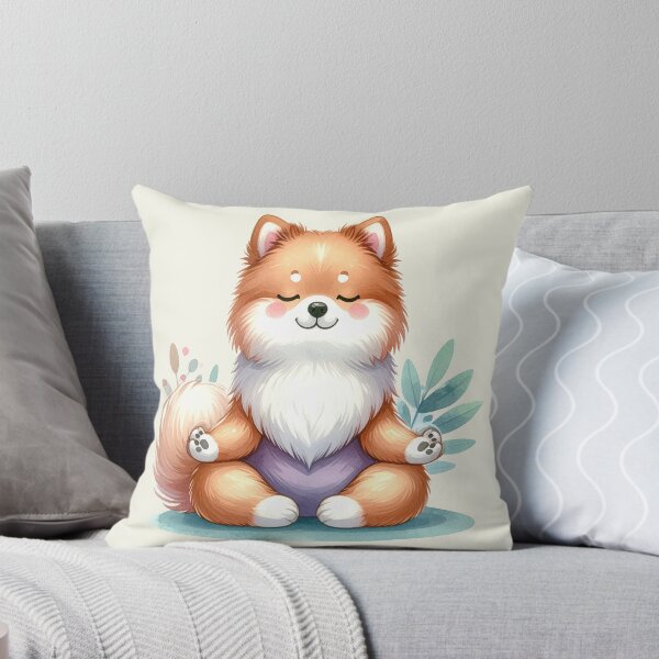 Item preview, Relaxed yoga Akita dog in watercolors designed and sold by LiskoDesign.