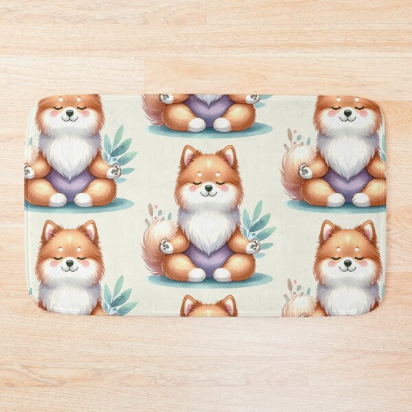 Item preview, Relaxed yoga Akita dog in watercolors designed and sold by LiskoDesign.