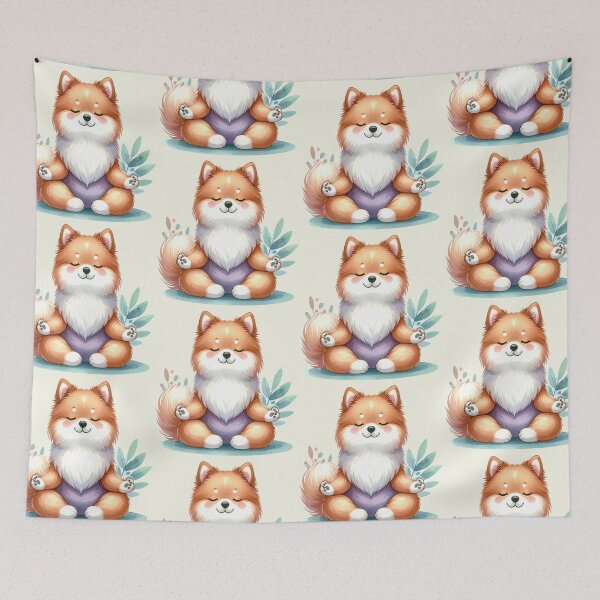 Item preview, Relaxed yoga Akita dog in watercolors designed and sold by LiskoDesign.