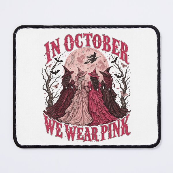 Item preview, In October We Wear Pink Halloween Witches designed and sold by NoeValdric.
