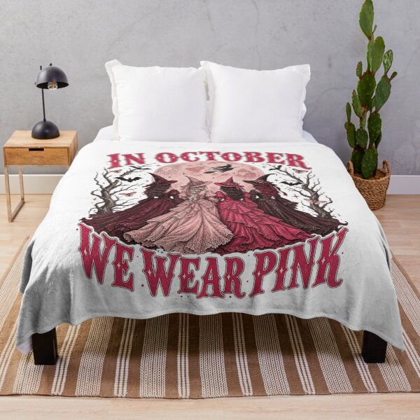 Item preview, In October We Wear Pink Halloween Witches designed and sold by NoeValdric.
