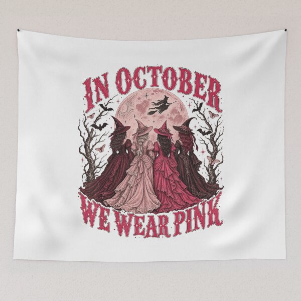 Item preview, In October We Wear Pink Halloween Witches designed and sold by NoeValdric.