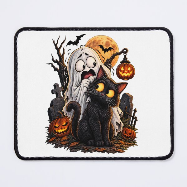 Item preview, Ghost Scared of Cat Halloween T-Shirt – Funny Black Cat designed and sold by Shahjiar Shop.