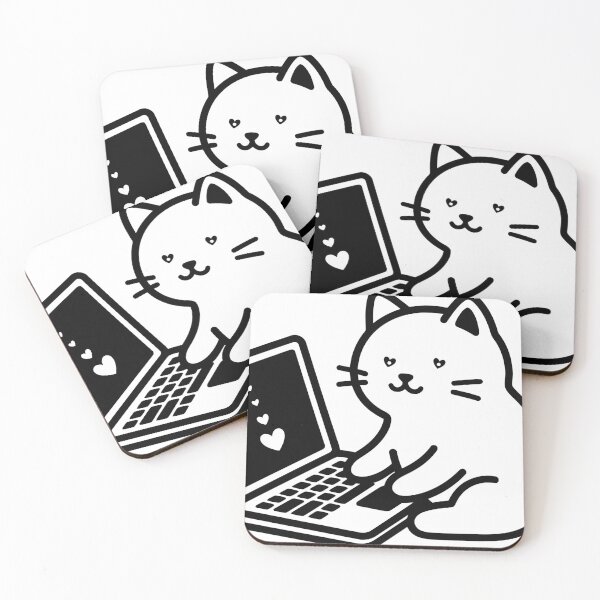 Item preview, Cute Cat Working on Laptop Heart Screen designed and sold by stickerbundle.