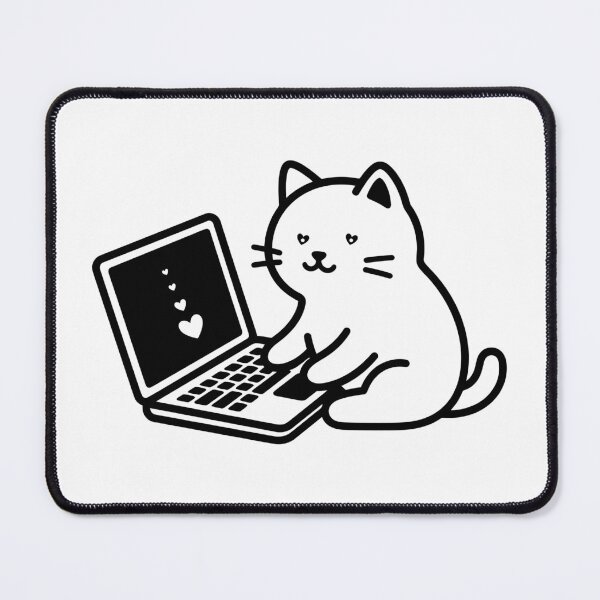 Item preview, Cute Cat Working on Laptop Heart Screen designed and sold by stickerbundle.