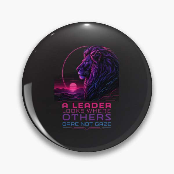 Item preview, A Leader Looks Where Others Dare Not Gaze - Cyberpunk Neon Lion Visionary Art designed and sold by Bennie Singh.