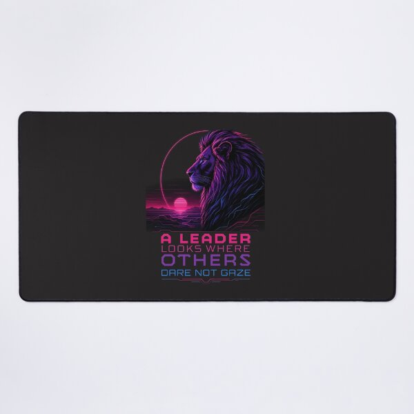 Item preview, A Leader Looks Where Others Dare Not Gaze - Cyberpunk Neon Lion Visionary Art designed and sold by Bennie Singh.