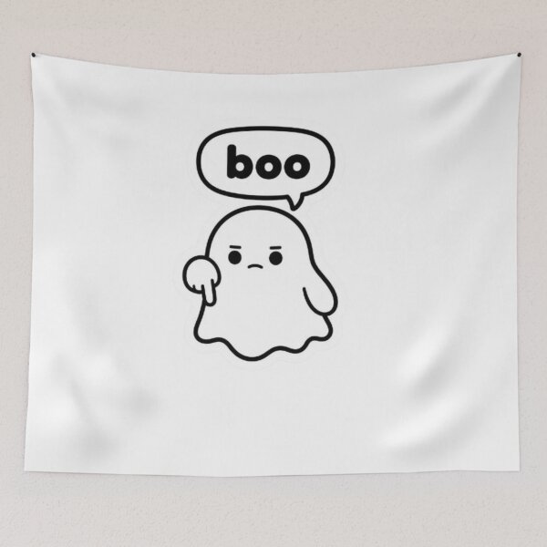 Item preview, Cute Unimpressed Ghost Saying Boo - Funny Sarcastic Halloween Line Art designed and sold by PrintWavePro.