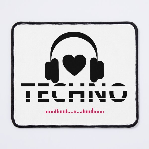 Item preview, LOVE TECHNO MUSIC - Minimal Headphones and Heart, Black and white oversized Unisex Dj style designed and sold by Giobb-Artwork.