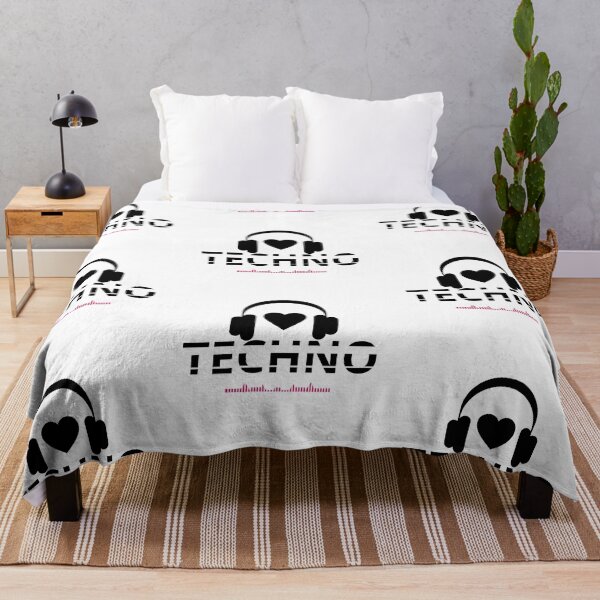 Item preview, LOVE TECHNO MUSIC - Minimal Headphones and Heart, Black and white oversized Unisex Dj style designed and sold by Giobb-Artwork.