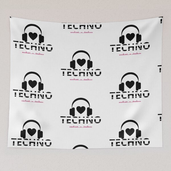 Item preview, LOVE TECHNO MUSIC - Minimal Headphones and Heart, Black and white oversized Unisex Dj style designed and sold by Giobb-Artwork.