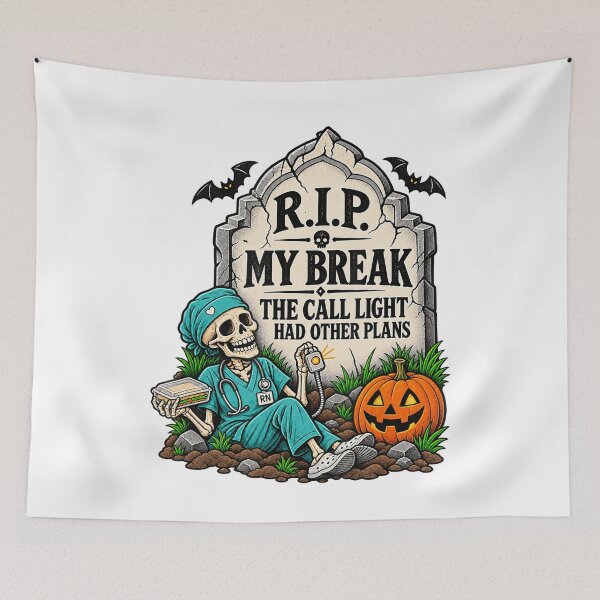 Item preview, RIP My Break Funny Halloween Skeleton Nurse designed and sold by NoeValdric.