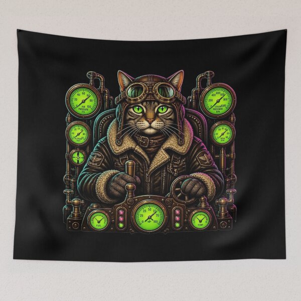 Item preview, Steampunk Aviator Cat Airship Captain designed and sold by LazyDayzCo.