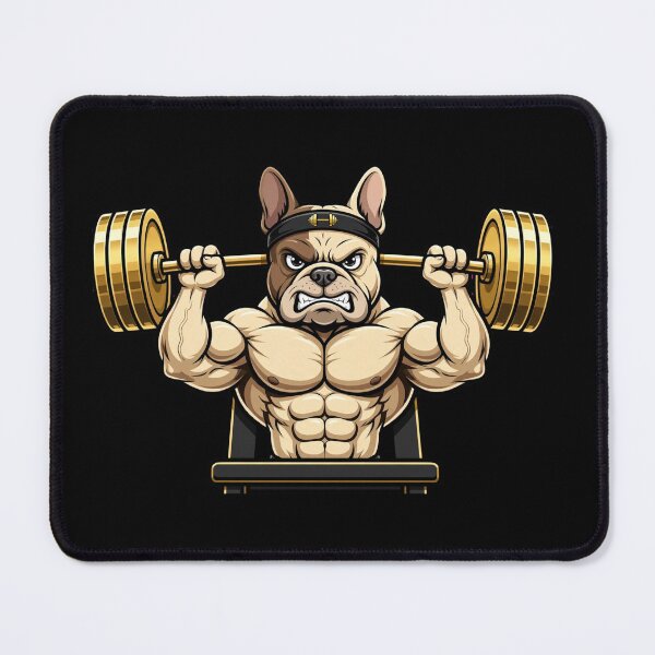 Item preview, Buff French Bulldog Gym - Funny Bodybuilder Dog Bench Press designed and sold by StrongEveryDayStore.