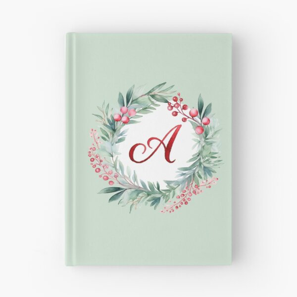 Item preview, A Initial Christmas Wreath with Green Striped Background designed and sold by Feeling Artsy.