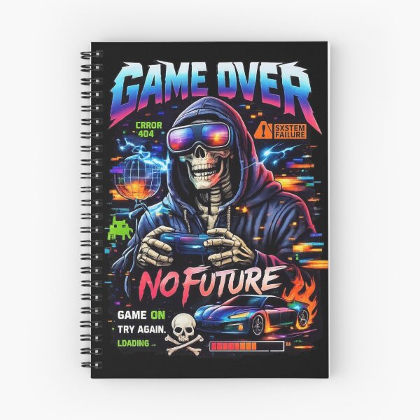 Item preview, Game Over Skeleton Gamer Neon Design designed and sold by InterStore78.