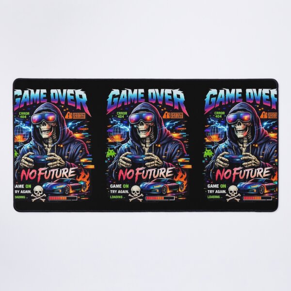 Item preview, Game Over Skeleton Gamer Neon Design designed and sold by InterStore78.