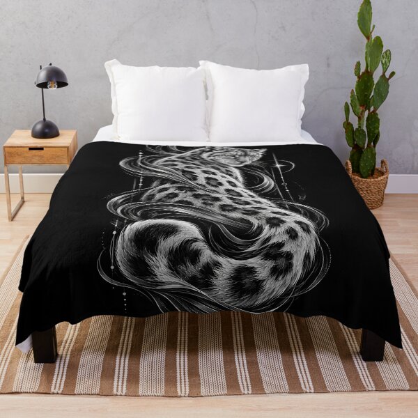 Item preview, Snow Leopard Black and White Wildlife Art – Flowing Lines designed and sold by ManJiangHong.